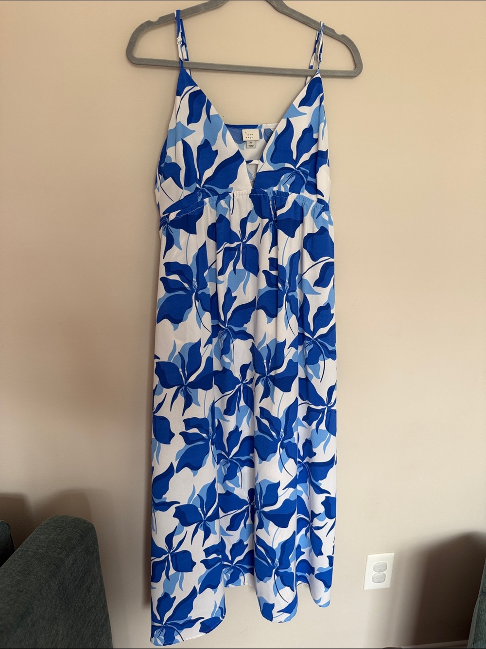 a new day Blue & White Floral Print Maxi Dress - XL